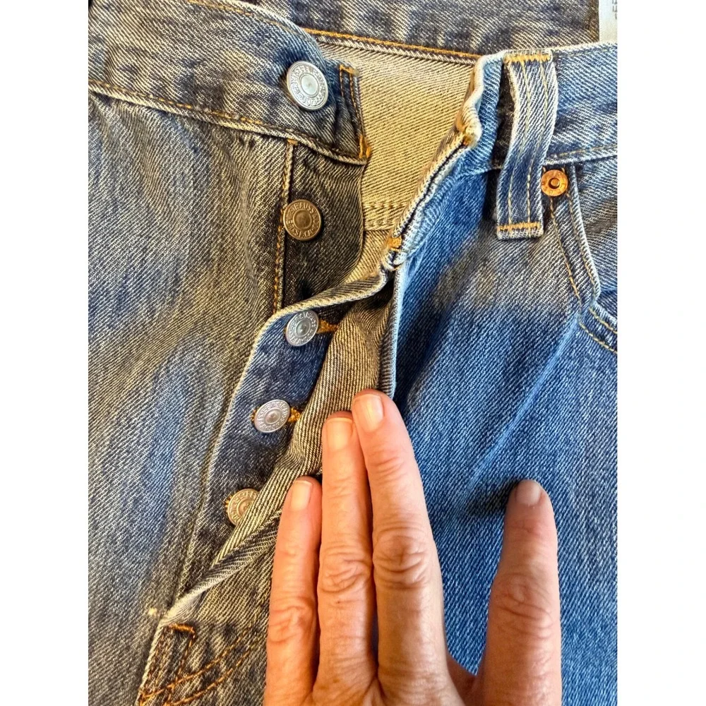 Levis 501 Original Fit Mens Jeans 38x34 Blue Straight Leg Button Fly Denim